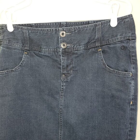 Converse One Star Denim Blue Jean Skirt Wide Waistband Pockets Slit Size 12 - Picture 3 of 12